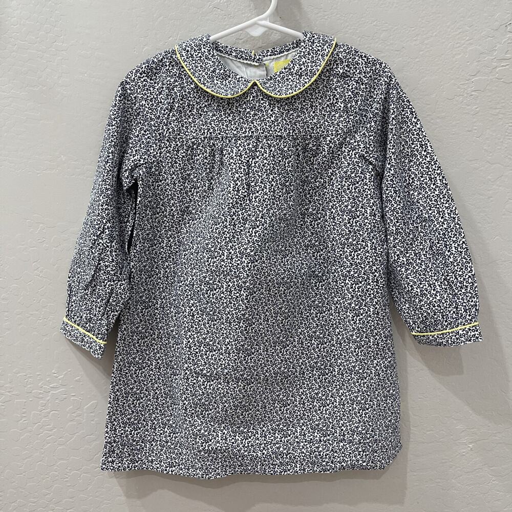 Little Bird Navy Blue Floral Peter Pan Collar Long Sleeve Dress
